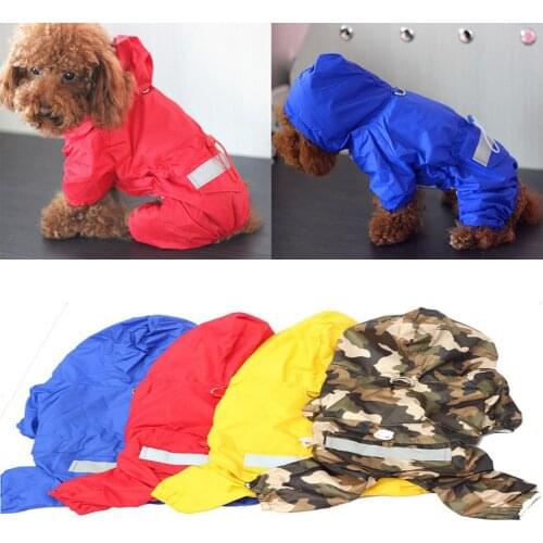 Pet Raincoat Soft Breathable Windproof Puppy Dog Raincoat with Hood Reflective Waterproof Camouflage Rainwear Dog Clothes