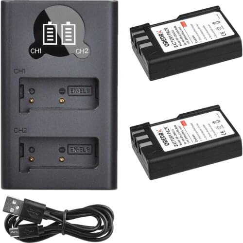 EN-EL9 EN-EL9A Battery + Dual Charger with Type-c Port for Nikon EN EL9 EL9A, D5000, D3000, D40X, D40, D60 DSLR
