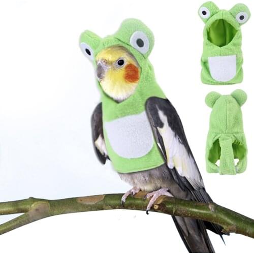 Cute Frog Shape Bird Clothes Medium Large Pet Birds Flight Suit Parrot Cockatiel Pigeons Green Cheek Conure Parakeet Clothing
