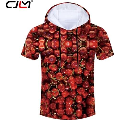 CJLM Personality 3D Full Printed Man Red Cherry Hooded Tshirt Funny Unisex Tee Shirt Mens Delicious Fruit Hoodies T-shirt