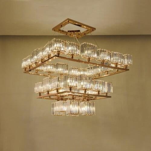 Crystal chandelier luxury custom hotel project large lamp gold LED light designer style