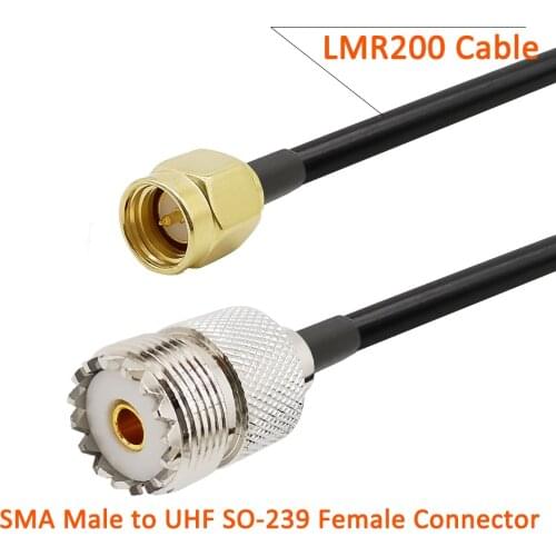 SMA Male to UHF SO-239 Female Pigtail RF LMR200 Cable Connector LMR-200 SMA Plug to UHF SO239 Jack Coaxial Antenna Adapter 1-15M