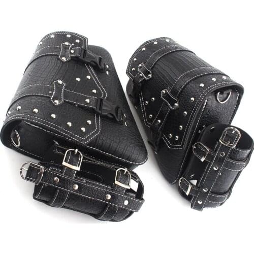 Motorcycle Retro Leather Saddlebag Swingarm Solo Bag w/ Cup Holder For HD XL 883 Dyna Softail Scout Sixty Bobber Rebel R nineT