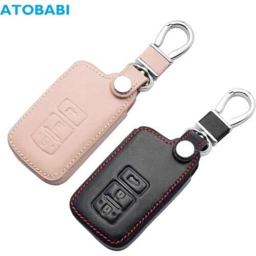 Leather Car Key Case For Toyota Camry 2012 2.5v 2.5g 2.5s 3 Buttons Smart Remote Fob Cover Keychain Protector Bag Auto Accessory