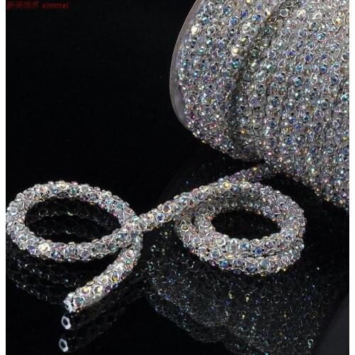 Dia.6mm Super Flash crystal Sewing on Rhinestone 1m/roll Crystal Glass Strass Crystals Stones For Clothes Crafts Decorations