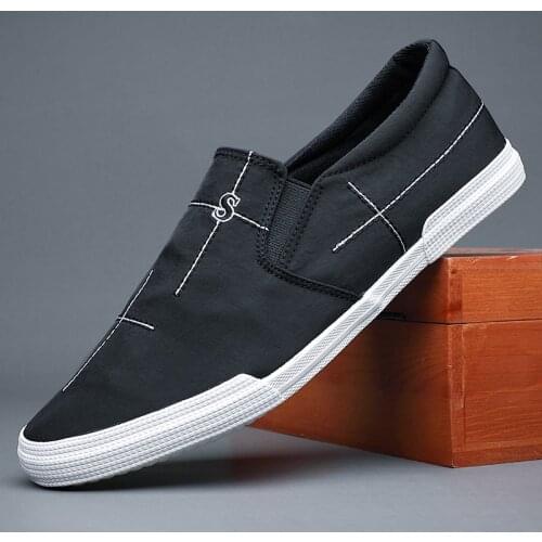 Summer Canvas Mens Vulcanized Shoes Breathable Cloth Lattice Casual Loafers 2021 New Youth Trendy Sewing Sneaker Flats S21053