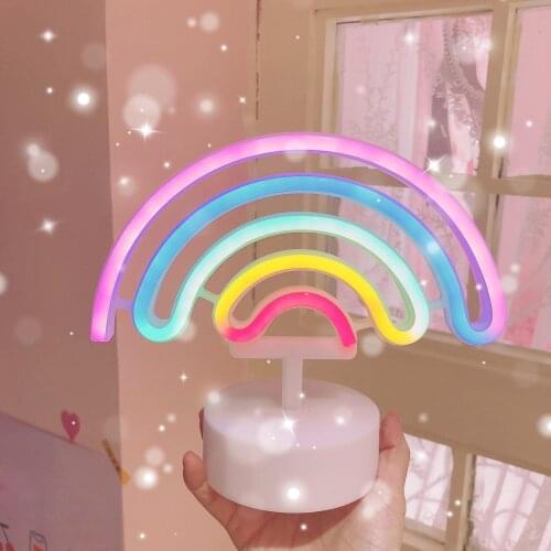 Cute Rainbow LED Neon Sign Nightlight Home Kids Bedroom Indoor Lighting Decor Lamp Lovely LED Night Light Birthday Gifts New
