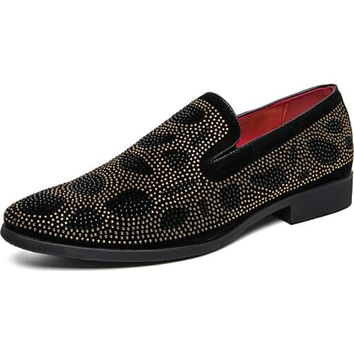 New Men Casual Shoes Rhinestone Designer Dress Shoes Loafers Fashion Formal Chaussure Homme Wedding Party Flats Zapatos Hombre