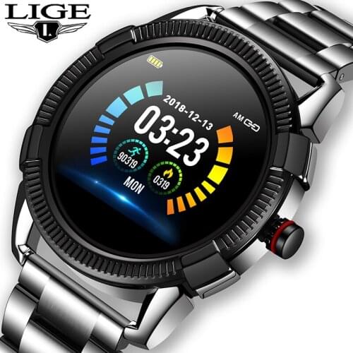 LIGE smart watch Men IP67 Waterproof Fitness Tracker Sleeping Heart Rate Blood Pressure Monitor Pedometer Sport smartwatch +Box