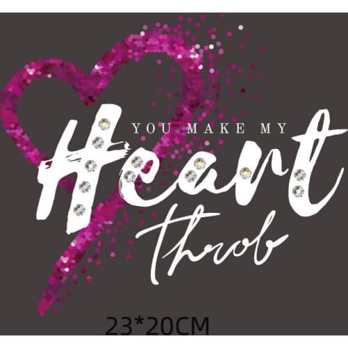 Purple Heart Patches On Clothing Fashion Girls Thermal Stickers Iron-On Transfers DIY Women T-Shirt Tops A-Level Ironing Sticker