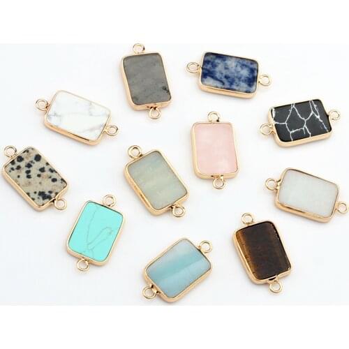 New 2pcs Natural stone birthstoneCStone Connector Charms pendant For DIY Jewelry Making Accessories