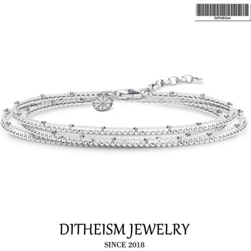 Double Chain Necklace Karma Wheel, 2019 New Fashion 925 Sterling Silver Jewelry Trendy Gift For Women Girls Fit Karma Beads