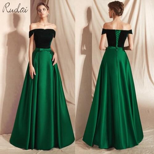Elegant Velvet Evening Dress 2018 Off-Shoulder Floor Length Evening Gown Women Evening dresses Long vestidos de fiesta