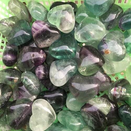 Natural color fluorite heart pendant Purple blue green fluorite pendant DIY jewelry Handmade jewelry