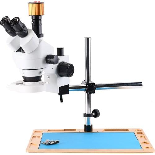 16MP Industrial Digital HDMI USB Microscope Camera 7X-45X simul-focal Trinocular Stereo Microscope for Phone PCB Repair
