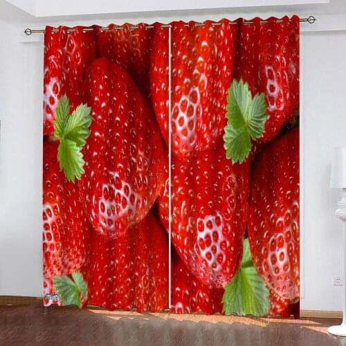 Luxury 3D Window Curtains Living Room wedding bedroom red fruit curtains soundproof windproof curtains