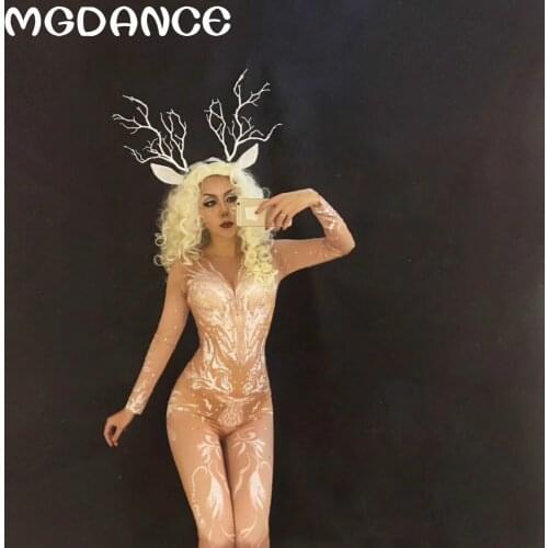 Christmas Sexy Jumpsuit Nightclub Stage Wear Singer Dancer Costume Party Show Bodysuit Celebrate Clothing