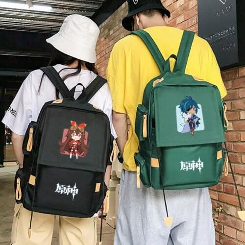 Anime Game Genshin Impact Klee Amber Backpack Junior High School Unisex Student Trend Casual Schoolbag