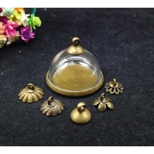 100ets/lot25mmGlass globe half round bronze plated bubble glass wishing bottle jewelry handmade charms jewelry findings supplies