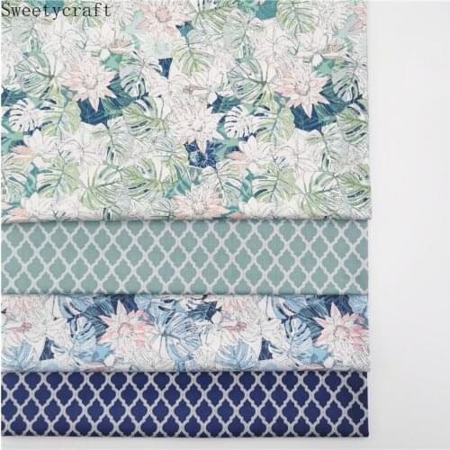 Flower Leaf Plaid Print Twill Fabric Cotton By Half Meter For Sewing Children Dress Bedding Patchwork Cloth hometextile 160x50cm