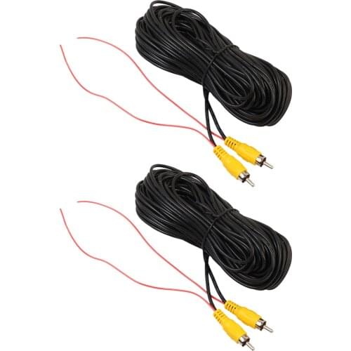 2Pack RCA Video Cable With Dectection Wire Connect Car Monitor And Reverse Backup Rear View Parking Camera 20ft