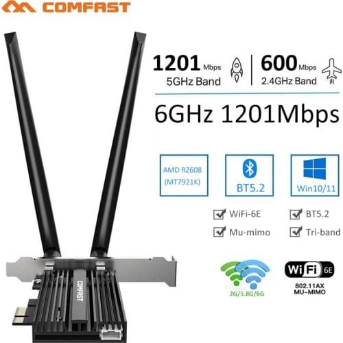 Wi-Fi 6E Intel AX210 Dual Band PCIe Wireless Wifi Network Adapter 2.4G/5G/6Ghz 2400M Wi-Fi Card Bluetooth 5.2 PCI Express Wlan