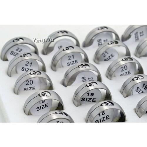 Yignwu 50pcs/lot Titanium Band Hollow Out Wedding Stainless Steel Silver Solid Ring Men Women Jewelry