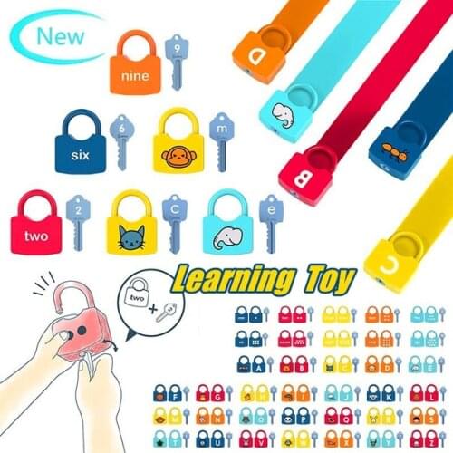 Alphabet Lock Key Matching Educational Toys Locks with Keys Toys Number Matching Locking Kids Learning Word Cognition Toys