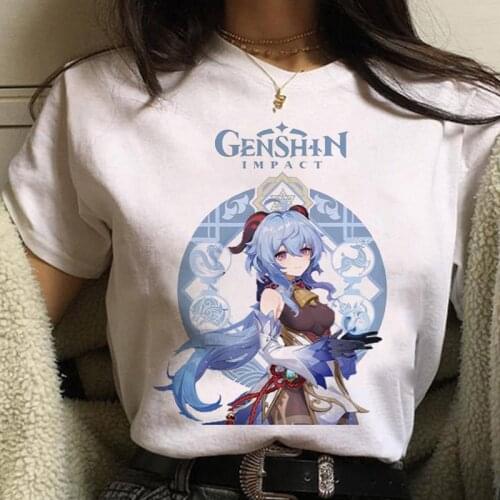 Women T Shirt Genshin Impact Print Tshirts Summer Short Sleeve Harajuku Ganyu Graphic Oversized T Shirt Female Tops Clothes