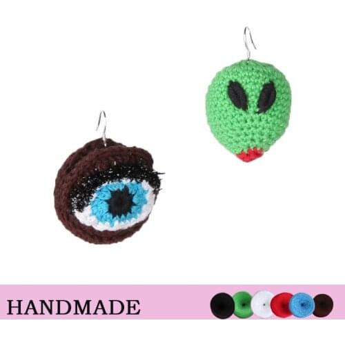 Handmade Y2K Womens Earrings Fashion Eyes Charm Exaggerated Hip Hop Girls Gift Super Cute Alien UFO Saucerman Fun Party Eardrop