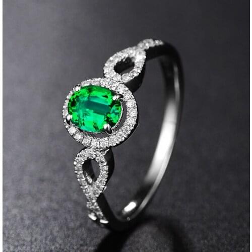 Luxury Wedding Engagement Women Ring 925 Silver Oval Emerald Gemstone Open Adjustable Diamond Rings Fine Jewelry Drop Shipping
