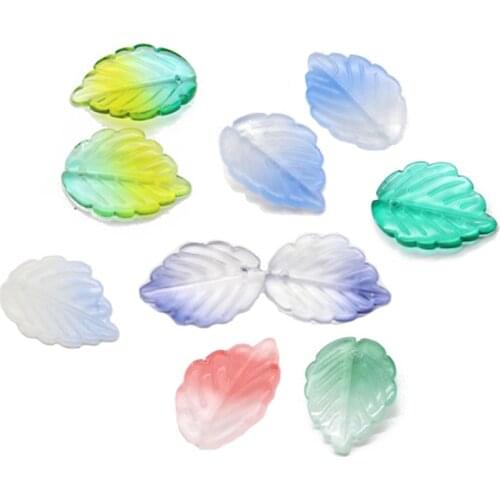 10pcs Leaf Shape 23x18mm Handmade Foil Lampwork Glass Loose Pendants Petal Beads for Jewelry Making DIY Crafts Findings