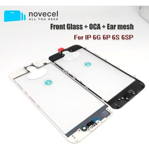 12pcs Cold Press 3 in 1 Front Screen Glass With Frame OCA Glue and Ear Speaker Mesh For iPhone 6 6s plus Repairing