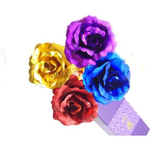 24K Gold color Foil Plated Rose Golden color Wedding Decoration Flower Valentines Day Gift lovers Dipped artificial flower