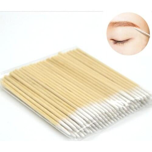 300pcs Disposable Ultra-small Cotton Swab Lint Free Micro Brushes Wood Cotton Buds Swabs Eyelash Extension Glue Removing Tools