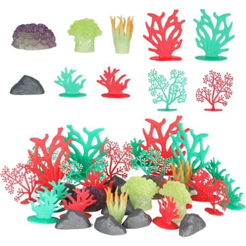 32pcs/set Aquarium Fish Tank Simulation Plants Coral micro-landscape Ornaments DIY