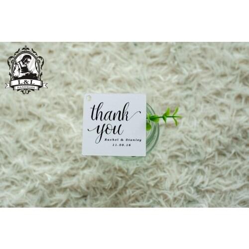 #45 200 pcs 5x5cm square kraft/white paper label wedding favor tags attend a wedding Label customization