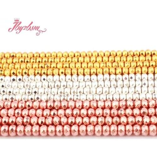 4x6mm Rondelle Faceted Hematite Natural Stone Beads For DIY Necklace Earring Jewelry Making 15" (No Magnetic) Free Shipping