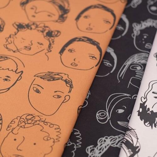 50cm*150cm/Piece,Personalized Portrait Line Drawing,Pure Cotton Cloth,Clothing,Home Curtain,Handbag Fabric,DIY Manual Material