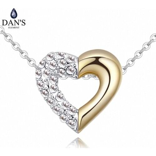 DANS Element Brand Colors Real Austrian Crystals Fashion Water Drop Tassel Pendant Necklace for Women Valentine Gift 128256