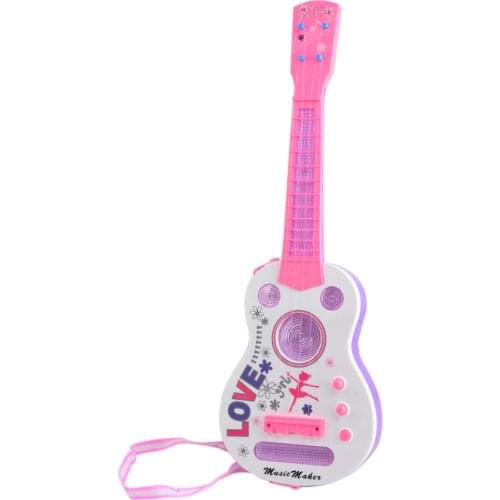Children Musical Instruments Guitar Early Education Tool with Musical Light Kids Baby Girls Musical Toys Early Educational-Pink