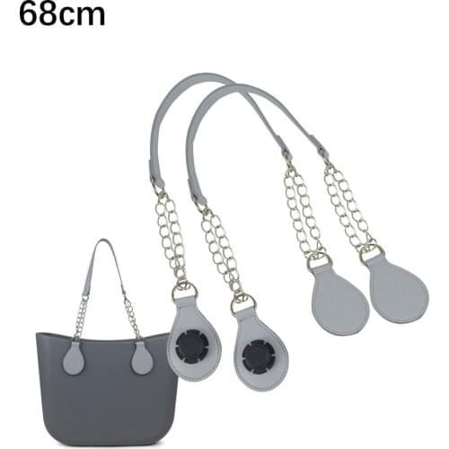 1 Pair Long Leather Pu Chain Handle With Tear Drop End Double Metal Chain For O Bag For Handbag Bag Women Bag