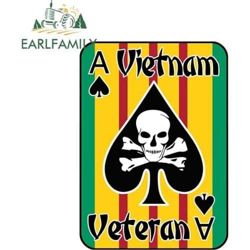 EARLFAMILY 13cm x 9.3cm Vietnam Veteran Sticker Ace of Spades Vietnam War US Military Death Card USA Car Stickers Graphics