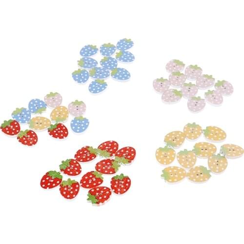 Fruit Strawberry wood button for Crafts wooden buttons sewing seam scrapbooking accessories 10pcs