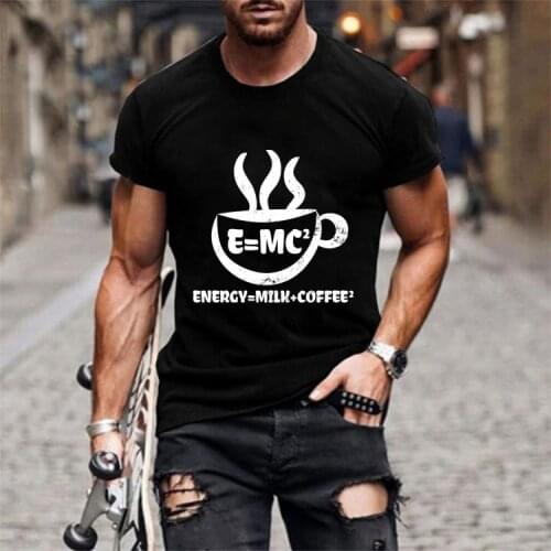 Energy=milk+coffee Printed T-shirt Fashion Brand Mens Streetwear Casual Sports Shirt Male O-neck Oversized T-shirt Camiseta