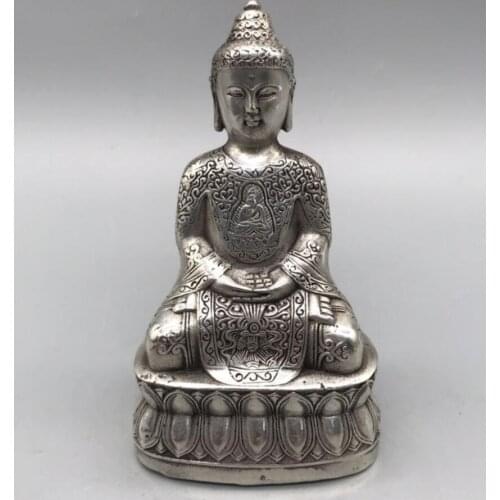 China White copper Shakyamuni Buddha small crafts statue