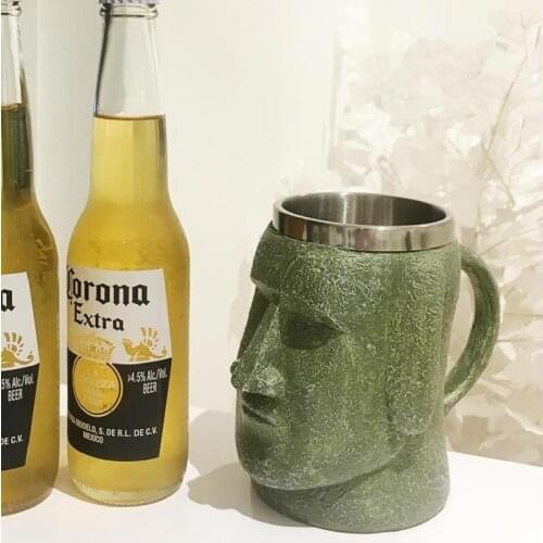 Moai Resurrection Island Stainless Steel Beer Cups Mugs Shaped Bottle Openers Coffee Easter PeopleTea Coffee Travel Mug
