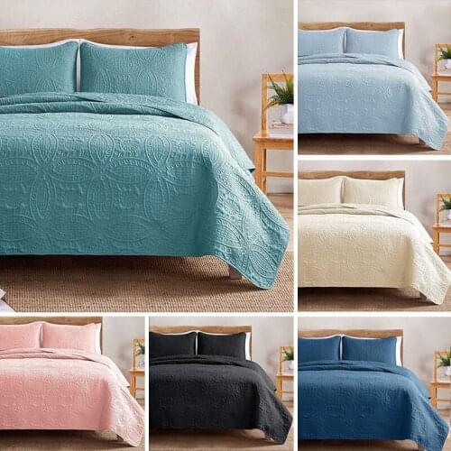 Home Bedspread Coverlet Set Cotton Brushed Microfiber Polyester Quilted Bed Covers with 2pcs Pillowcases Bedding Set Comforter