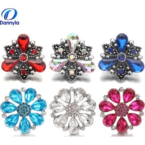 Beautiful Flower Snap Jewelry Charms Crystal Rhinestones Snap Charms Wholesale LSSN441/481