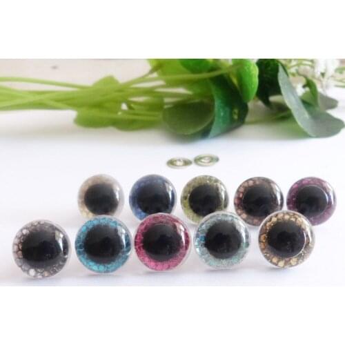 20pcs--13.5/15/16.5/18mm smooth stem clear round toy eyes+glitter Nonwovens+meteal washer --size option--sp